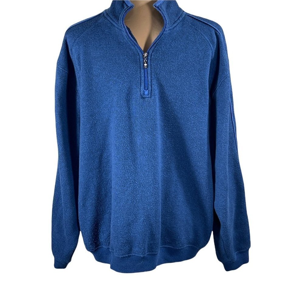 PGA Tour Long Sleeve 1/4 Zip Pullover Blue Size L Large